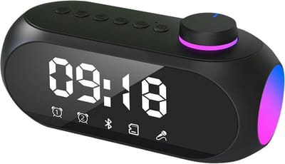 Draagbare Bluetooth Speaker met Dubbele Wekker en RGB Lichteffecten