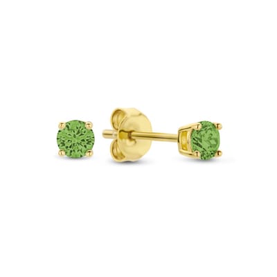 New Bling 9NB-1159 Zilveren Oorknopjes met Zirkonia Steentje 3mm - Groen - Verguld/Goud op Zilver