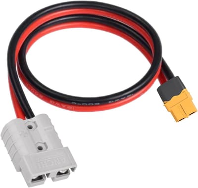 Allecto Plus - 10AWG Anderson naar XT60 adapter 50 A - Zonnekabel 60 cm voor zonnegenerator - Krachtcentrale zonnepaneel