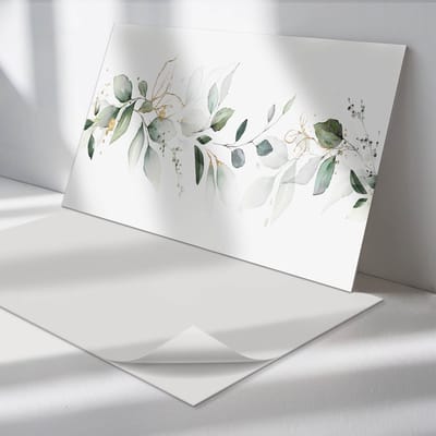 Wallfluent Vinyl Wandpaneel - Bladeren en delicate accenten Zelfklevende Wandbekleding - 100 cm x 50 cm - Groente Vinyl Wandpaneel - 1 stuk - Rechthoekig Wandbekleding Vinyl - Bloemen Wandpaneel - Wandpaneel PVC - Wandpaneel Keuken en Badkamer