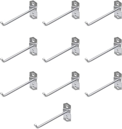 10 stuks zware metalen haak voor supermarktplanken, vierkante gaten, ideaal voor retail en garage (150 mm)