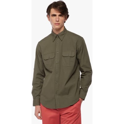 Brooks Brothers Regent Regular Fit Canvas Safari Sport Shirt Dark Green Größe: XXL | Casual hemden Outlet | Herren | Grün