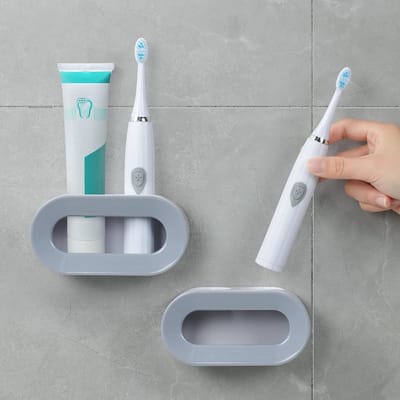 Tandenborstelhouder Wand Zelfklevend - Hygiënisch & Ruimtebesparend - Met Drainage & Oplaadopening - Zonder Boren - Badkamer Organizer - elektrische tandenborstel houder muur badkamer accessoire