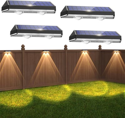 Zonne-energie Buitenlampen - 4 Stuks Wandlampen IP65 Waterdicht met 3 Lichtmodi