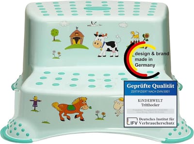 Kinder opstap kruk - Twee treden - Zelfstandig naar wastafel - Antislip functie - 40 x 37 x 21 cm