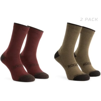 Rogelli Merino Wool Dames en Heren 2 pack Fietssokken - Bordeaux/Bruin
