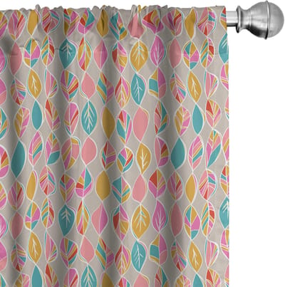ABAKUHAUS bladmotief gordijnen – 2x75x175 cm – microvezel – multicolor