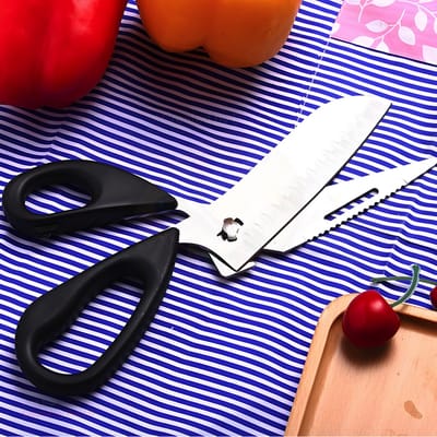 Keukenschaar - RVS - Keuken Schaar - Multifunctioneel - Groente - Vis - Chef Mes - Zwart