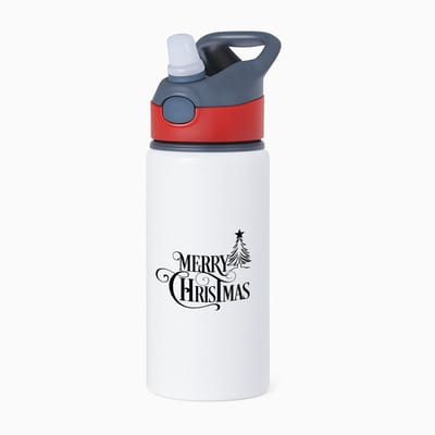 Hacebo® - Kerst merry christmas waterfles met rietje rood - Kerstmis - Kerst beker - winter - kerst - christmas - kerst cadeau - water fles - 650ML