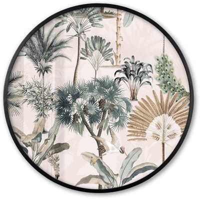 Poster in lijst Rond - Fotolijst 60x60 cm - Posters - Vintage - Jungle - Dieren - Natuur - Ronde posterlijst zwart - Decoratie - Wanddecoratie woonkamer - Muurdecoratie slaapkamer
