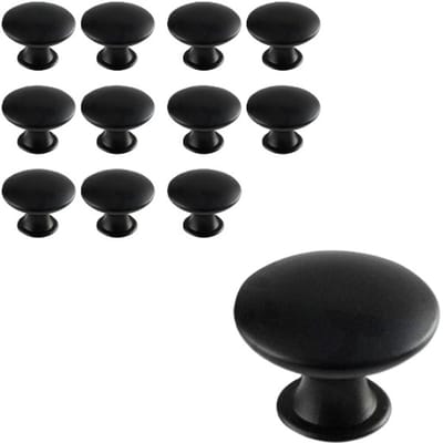 12 Stuks ladeknoppen - Deurknoppen voor Kasten – ladeknoppen set voor kastlade keuken - deurknopjes - Meubelknoppen / Kastknoppen zwart - LOUZIR
