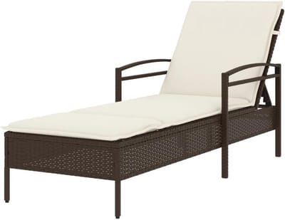 Ligbed met kussen - Tuinstoel Lounger - Buiten Ontspannen - Verstelbare rugleuning - 63 x 200 x 62 cm - Bruin