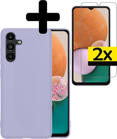 Hoesje - Met 2x Screenprotector - Geschikt voor Samsung Galaxy A13 5G - Sterk & Shockproof - Back Cover - Siliconen Case - Telefoon Hoes - Telefoonhoesjes - Lila