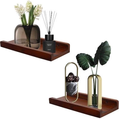 Massiefhouten Wandplanken Van 30 Cm, Rustieke Houten Plankjes, Decoratieve Fotoplank Voor Woonkamer, Keuken, Slaapkamer, Boeken, Set Van 2, Walnut