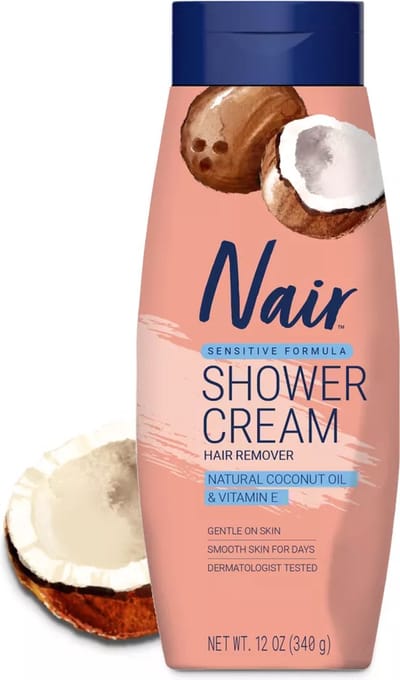 Nair - Gevoelige douchecrème - Haarverwijderaar met natuurlijke kokosolie en vitamine E - lichaamsontharingscrème - 340g