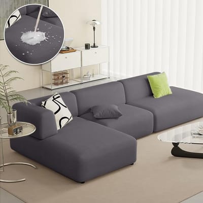 Waterdichte bankhoes effen kleur elastische hoekbankhoezen voor woonkamer woondecoratie 1 /2 /3 /4-zits L-vormige bankfauteuil 1 Seater 90-140cm