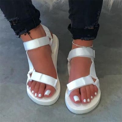 Casual Open -Toe Women Sandals Non -Slip Black Hook Loop Platform Sandals Shoe Female Summer Beach Shoes  New 37 blanc