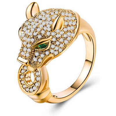 Caoshi Persoonlijkheid Luipaard Hoofd Ontwerp Vinger Ringen Voor Man Vrouwen Ingelegd Glans Zirconia Trendy Partij Sieraden Accessoires 9 beige