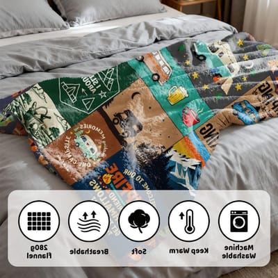 Zachte flanellen werpdeken voor camping en auto, kleurrijk en warm, ideaal voor bed en sofa, 150 x 130 cm
