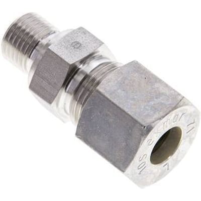 1/4'' NPT Buitendraad x 10S RVS Rechte Knelfitting 630 Bar DIN 2353 - FL2S-MO-ST-014N-10-S