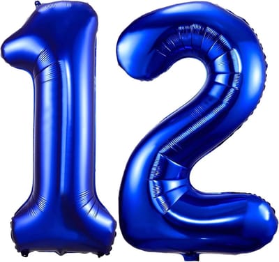 Donkerblauwe Folieballon Cijfer 12 voor 12e Verjaardag