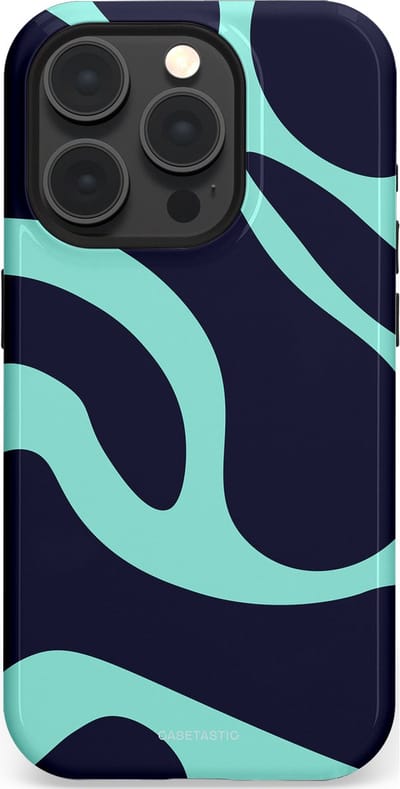 Casetastic Hoesje Geschikt voor Apple iPhone 15 Pro Magsafe - Stijlvolle Beschermende Duo-layer Case - Golvenritme Aqua-Marine