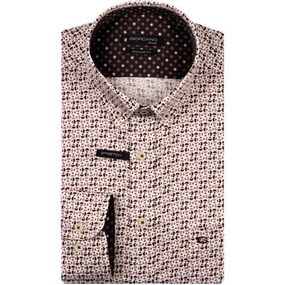 Giordano Overhemd Ivy Satin Stretch Geometric Pattern Deep Mauve / male