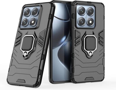 MobyDefend Hoesje - Geschikt voor Xiaomi 14T Pro - Dubbelgelaagde Pantsercase Met Standaard - Zwart