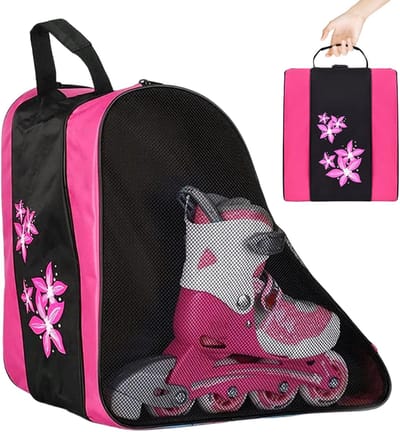 Schaatsen Tas - Sportrugzak - Schaatsen Opslag - Slijtvast Oxford Doek - 30 x 22 x 3 cm - Rozerood
