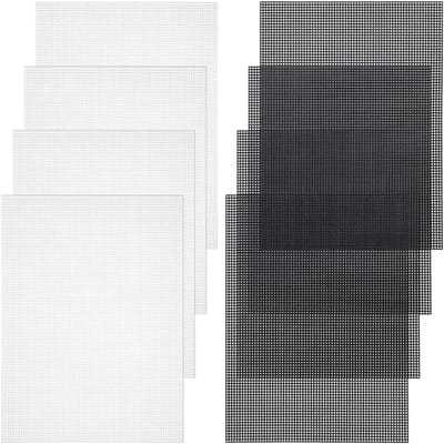 8 Stuks 30x25cm Plastic Canvas Vellen voor Borduren, Masker Tassen Maken en Haakprojecten - Zwart/Wit, Dikte: 2mm