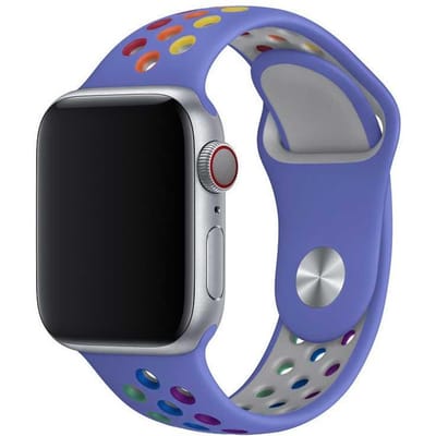 2+1 | Apple Watch Bandje Fusion - Dubbel - Siliconen - Kleurrijk Paars