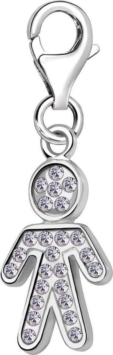 Quiges – 925 - Zilver – Charm - Bedel - Hanger - Man Jongen Symbool - met – sterling - zilver - karabijnslot - geschikt - voor - Bedelarmband HC359
