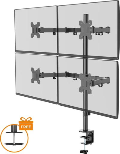 Douxe® DXM4 - Monitor arm voor vier schermen - Monitorbeugel voor 13-27 Inch - draai- en kantelbare en zwenkbaar - zwart