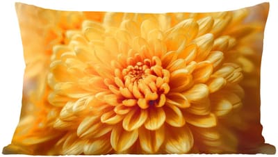 Sierkussens - Kussentjes Woonkamer - 60x40 cm - Geel - Chrysant - Zachtheid