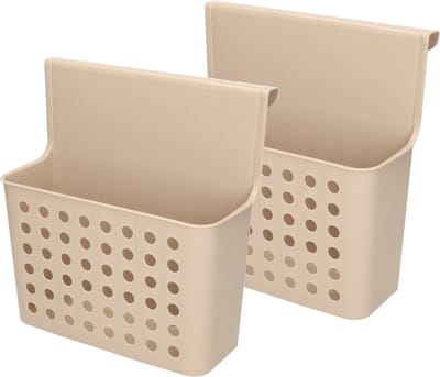 Plasticforte Badkamerrekje - 2x stuks - taupe - douche opbergmandje - 26x24 cm