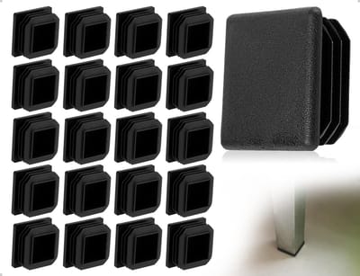 Dailygoods- Buisdoppen 20 stuks - Kunststof Lamellenstoppers - Vierkante Eindkappen - Buisafdekkingen - 25 x 25 mm - Zwart Design - Buispluggen