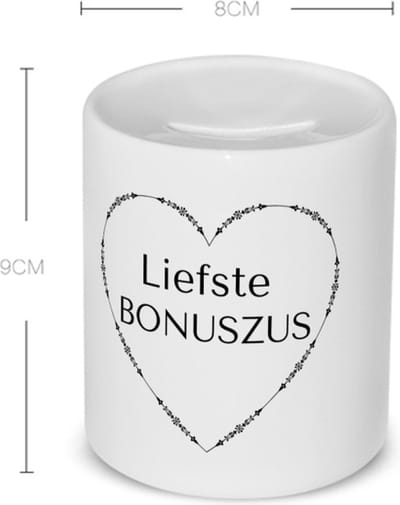 Akyol - liefste bonuszus Spaarpot - Zus - de liefste bonuszus - verjaardag - cadeautje voor zus - zus artikelen - kado - geschenk - 350 ML inhoud