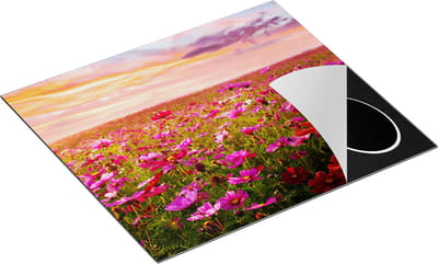 Chefcare Inductie Beschermer Kleurrijke Kosmos Bloemenveld - 60x50 cm - Afdekplaat Inductie - Kookplaat Beschermer - Inductie Mat