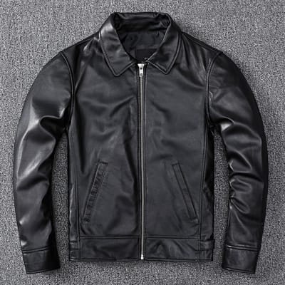 Nieuwe PU Leer Jas Mannen Korte Leren Jas Dunne Kraag Business Casual Jas 5XL zwart