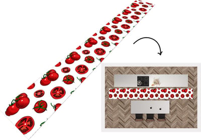 Keukenloper - Keukenmat - Rood - Patronen - Tomaten - 400x50 cm - Keuken vloerkleed