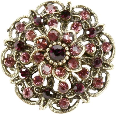 Fako Bijoux® - Broche - Bloem Ster Retro - 32x32mm - Paars/Bruin
