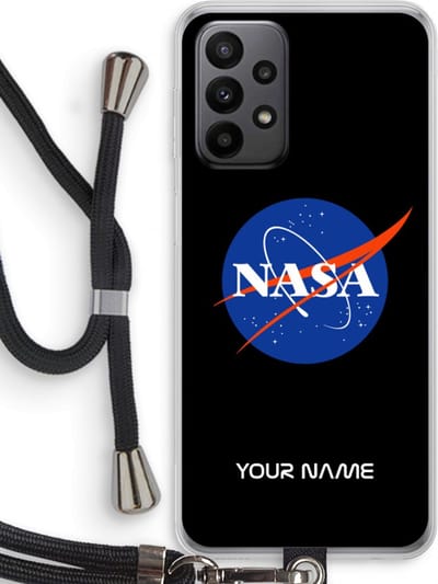 Gepersonaliseerd - Case Company® - Hoesje met koord geschikt voor Samsung Galaxy A23 hoesje met Koord - NASA - Telefoonhoesje met Zwart Koord - Bescherming aan alle Kanten en Over de Schermrand