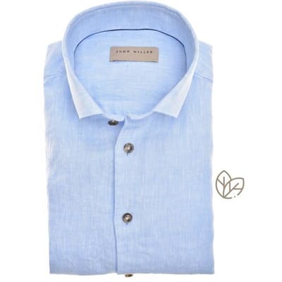 John Miller Overhemd Button-Down Linnen Mélange Texture Licht Blauw / male