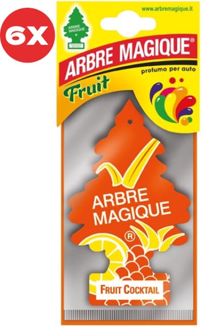 6 stuks Fruitig Arbre Magique Geurboom luchtverfrisser voor in de auto Fruit Cocktail – Car Parfum – Geurboompje – Geurbooster – Wonderboom – Geurverfrisser – Nieuwe Auto – Autogeur – Autoparfum – Geurblad