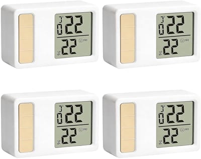 Digitale Thermometer Hygrometer - Klimaat Monitor - Binnenklimaat Bewaken - Werkt op Zonne-energie - 4 Stuks - Wit