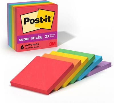 Zelfklevende Notities - Kleverige Vellen - Berichten Achterlaten - Super Sterke Kleefkracht - 6 Velletjes Pak - Diverse Kleuren