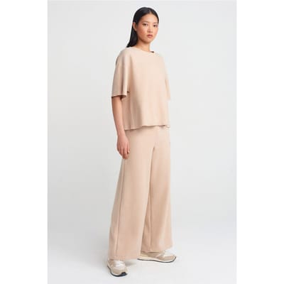 Dames Hoge Taille Wijde Pijpen Gebreide Broek
