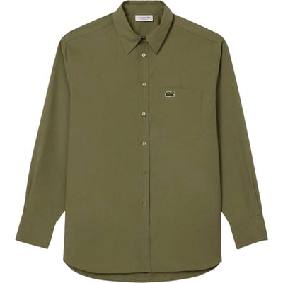 Lacoste Dames/Dames Popeline Oversized Overhemd (Kaki Groen)