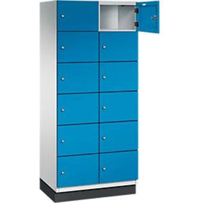 C+P Cambio lockerkast, 2 vakken, 12 vakken, met plint, B 800 x D 525 x H 1980 mm, lichtgrijs/lichtblauw