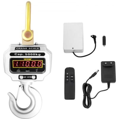 VEVOR Digitale Weegschaal voor Wild (5000 kg), Zeer Nauwkeurige Digitale Hangweegschaal, Elektronische Kraanweegschaal, Digitale Hangweegschaal met Haak, Mini Draagbare Hangweegschaal met LCD-display voor Reizen, Koffers, Vissen